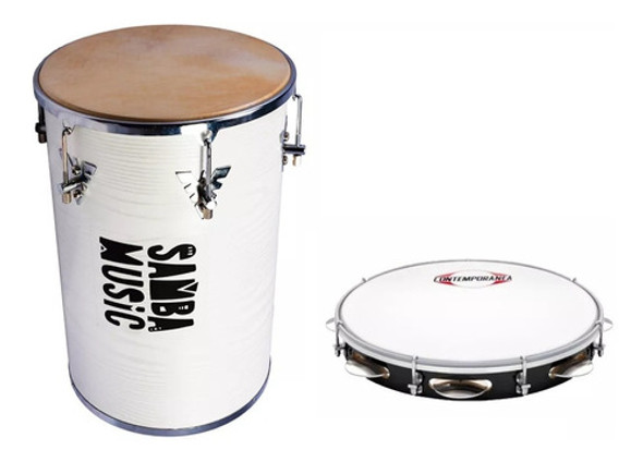 Pandeiro Contemporânea 11'' + Rebolo Pele Animal Samba 0
