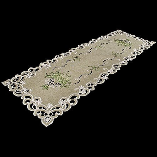 Hoja Verde Bordado En Color Verde Antiguo Tela Camino De Mes 1