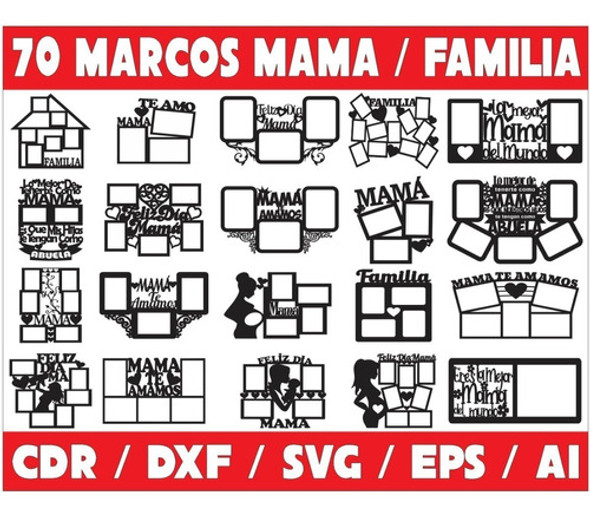 Vectores Corte Laser - 70 Marcos Frases Dia De La Madre 0