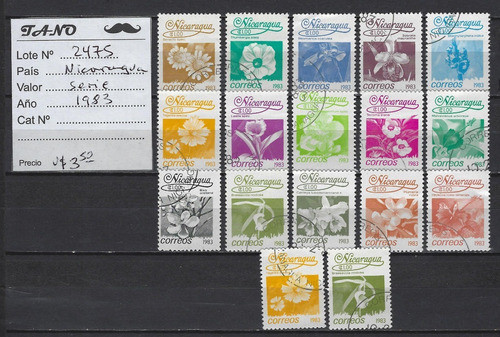 Lote2475 Nicaragua Serie Completa Año 1983 Flores 1