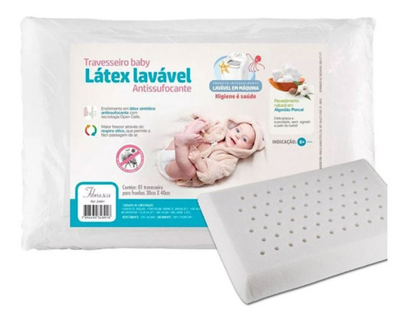 Almohada Infantil De Bebé Latex Lavable Anti Asfixia Algodón 0