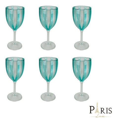 Conjunto 6 Taças De Acrílico Verde 19cm Rjw0020 Btc 1