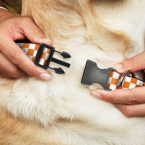 Collar De Clip De Plastico Con Hebilla - Checker Blanco / T 1