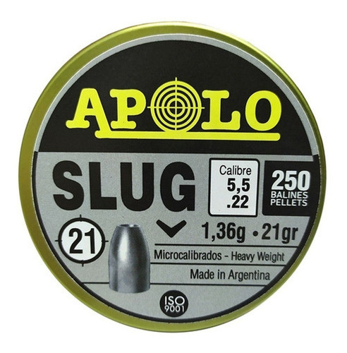 Balines Apolo Slug X250 5.5 Mm - Punta Solida Hueca 21 Gr 1