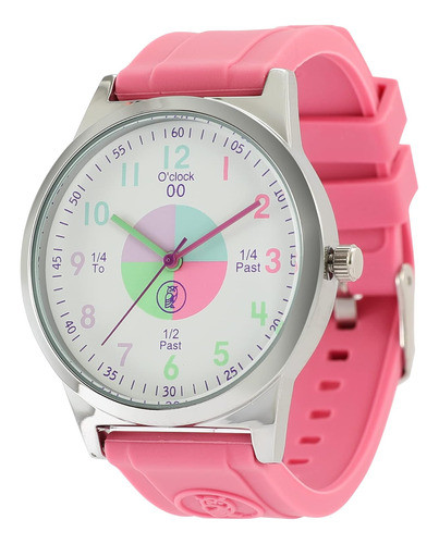 Reloj Analógico Para Niños, Rosa Claro, Enseñanza Del Tiempo 0
