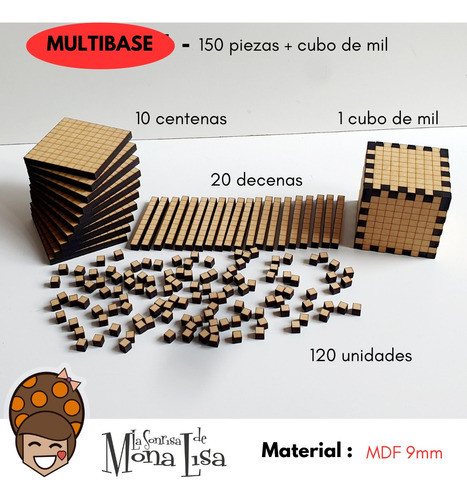 Multibase Madera 150 Pzas + Cubo De Mil - Op. Matemáticas 1