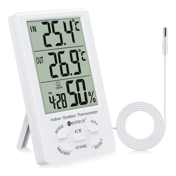 Digital Lcd Termómetro Higrómetro Temperatura Humedad Reloj 0