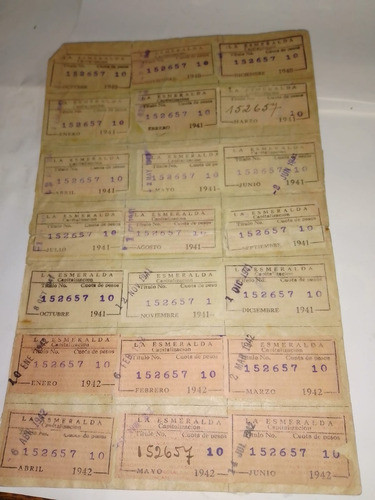 Papeleria 1939 La Esmeralda Tarjeta De Pagos 1
