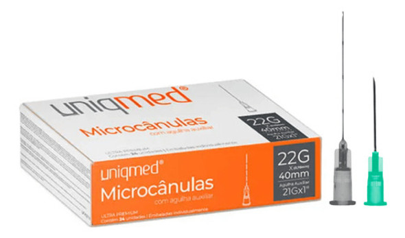 Microcânula 22g X 40mm Agulha Auxiliar Cx C/24un. Uniqmed 0