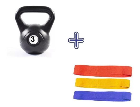 Kit Bandas Circulares + Pesa Rusa 3 Kg Combo Gym 0