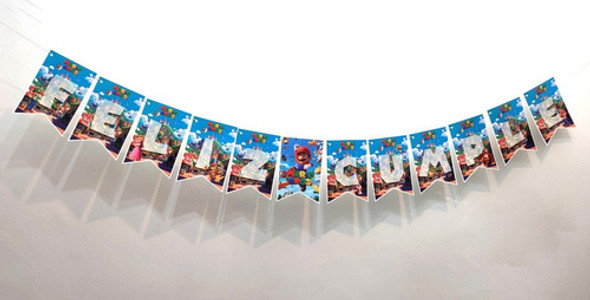 Banderin Deco Feliz Cumple Super Mario Bros Pelicula 1