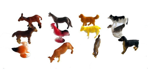 Animales De La Granja X12 Animalitos Goma Souvenir 0