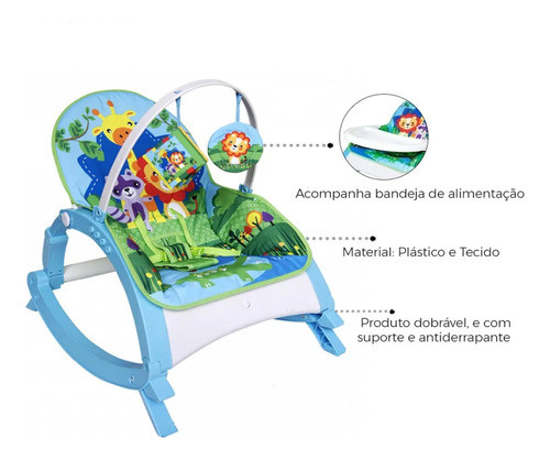 Kit Cadeira Vibratória E Musical Snack Azul + Naninha Urso 1