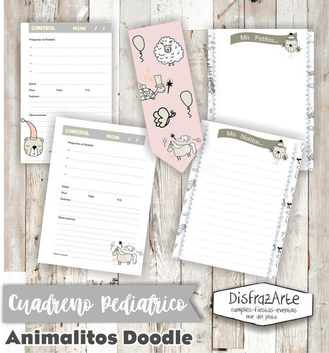Cuaderno Pediátrico Digital Editable Pdf Animalitos Doodle 1