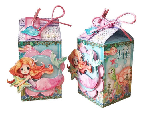 10 Cajitas Milk Box De Sirena 0