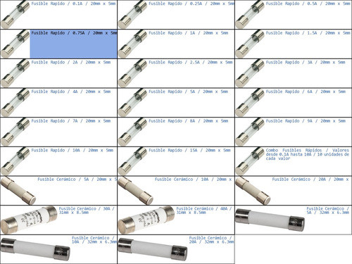 Pack 4x Fusible Rapido 0.75a 20mm X 5mm 1