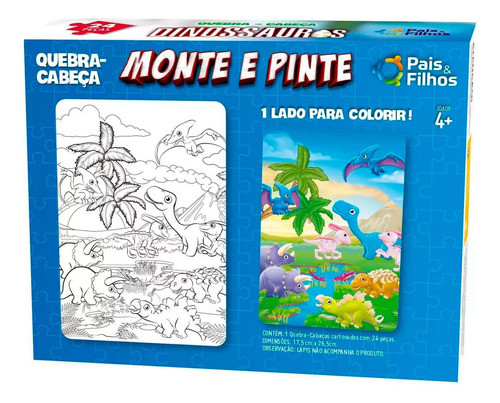 Puzzle Para Pintar De Dinosaurios 24 Piezas - Vamos A Jugar 1