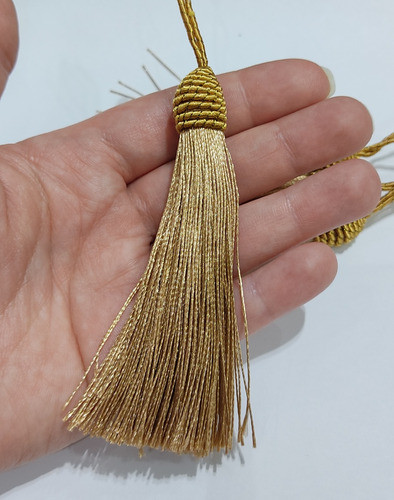 Pingente Franja Tassel Com Tulipa  Bege Escuro Kit Com 10un 1