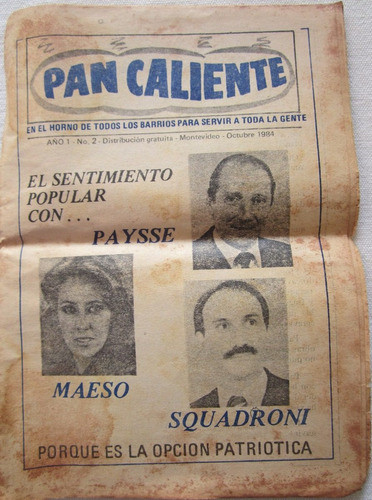 Antigua Publicacion Politica Pan Caliente 1984 Uruguay 0