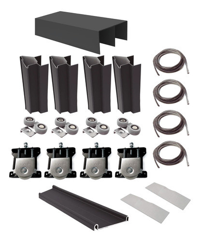 Kit Frente Placard Corredizo Negro 3mts 2 Puertas Smart 0