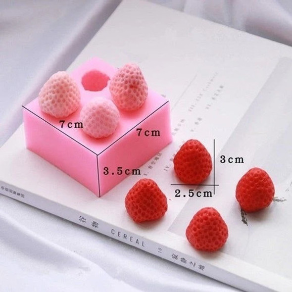 Molde Silicona Frutillas 3d Velas Fondant Porcelana Fria 1