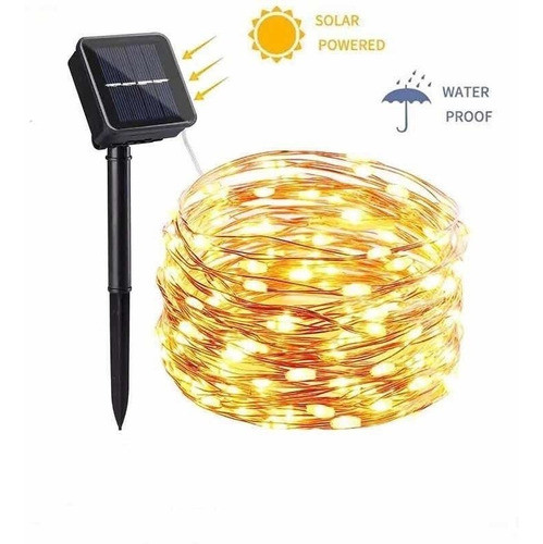Guirnalda Led Solar Alambre Cálido Efecto 100 Luces Ext/int 0