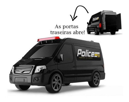 Brinquedo Carro Carrinho Preto Van Policial Infantil Omg 1