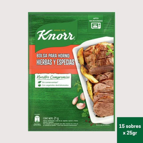 Bolsas Para Horno Cocinar Knorr 15x25g Hiervas Y Aji X Mayor 0