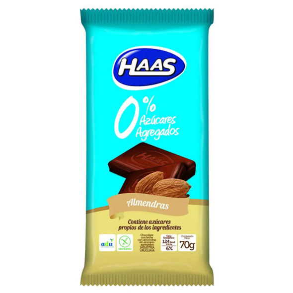 Haas Tableta 0% Azúcar C/almendras 150g. 0