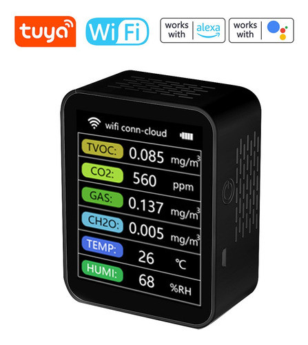 Tuya Wifi Tvoc Co2 Gases Ch2o Detecção De Umidade De Tempera 1