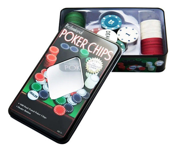 Kit De Fichas De Poker Com 100 Fichas Profissional De Jogo 0