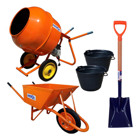 Promo Hermasur. Hormigonera 140l + Carretilla, Pala Y Balde 0