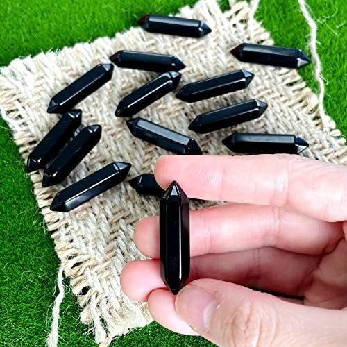 Piedras De Quarzo Pendulo Obsidian Negro 10u De  33x10mm 1