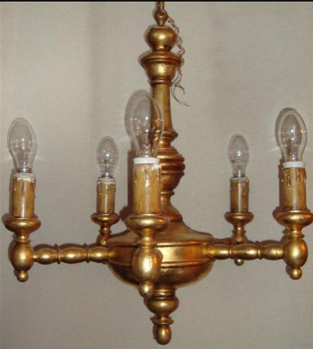Antigua Araña Madera Dorada Hoja- La Casa De Honduras (2034) 0