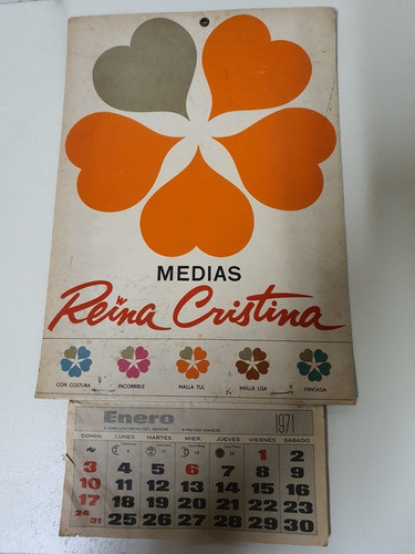 Antiguo Almanaque De 1971 Medias Reina Cristina 0