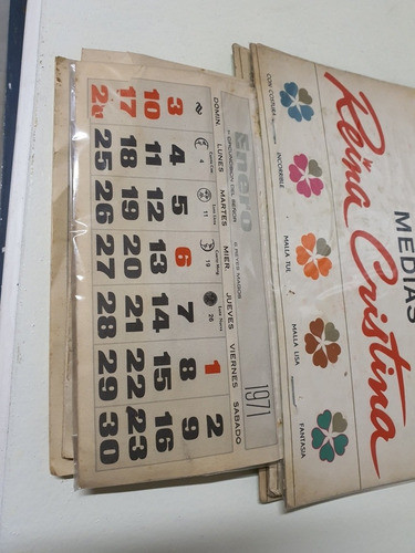 Antiguo Almanaque De 1971 Medias Reina Cristina 1