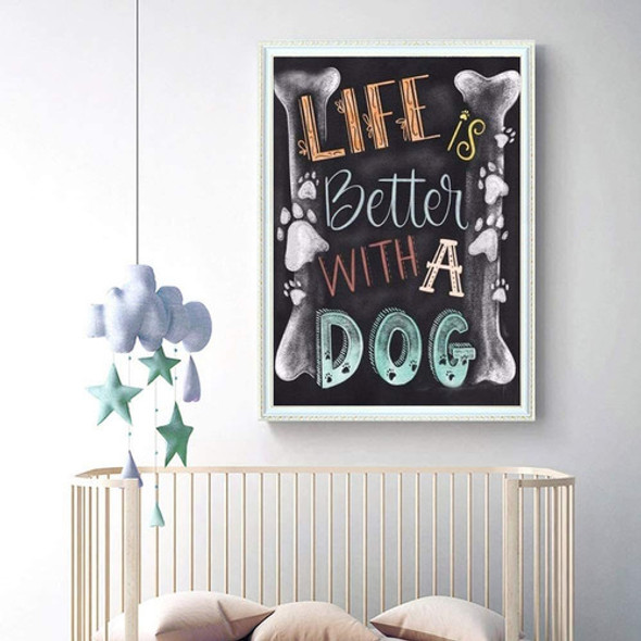 Kit De Pintura Con Diamantes 5d Frase Perro 30x40cm 1