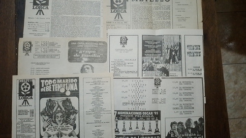 Lote De 6 Antiguos Programas Del Cine * Lorca * Años 70/80 1