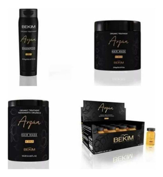 Combo Argan Bekim Shampoo+ampollas+máscara 250ml Y Kilo 0 Combo Argan Bekim Shampoo+ampollas+máscara 250ml Y Kilo 0