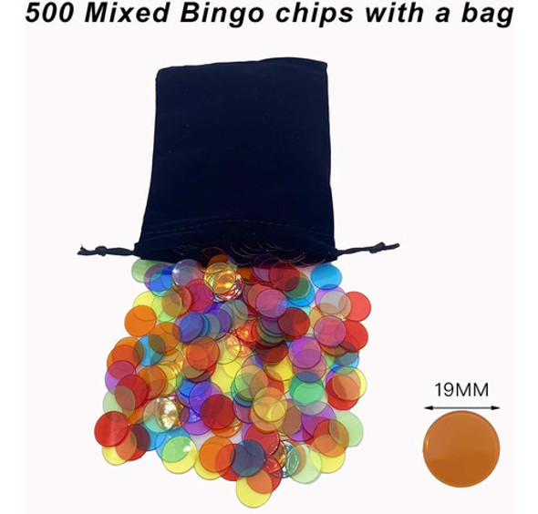 Fichas De Bingo Transparentes 1,9 Cm, 6 Colores, 500 Piezas 1