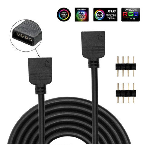 Cabo Extensor 1m Rgb 4 Pinos 12v 100cm Cooler Fan E Fita Led 0
