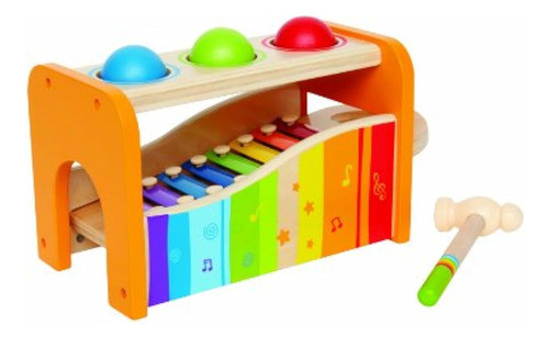 Hape Pound & Tap Bench Con Xilófono Deslizable - Juguete Mus 0