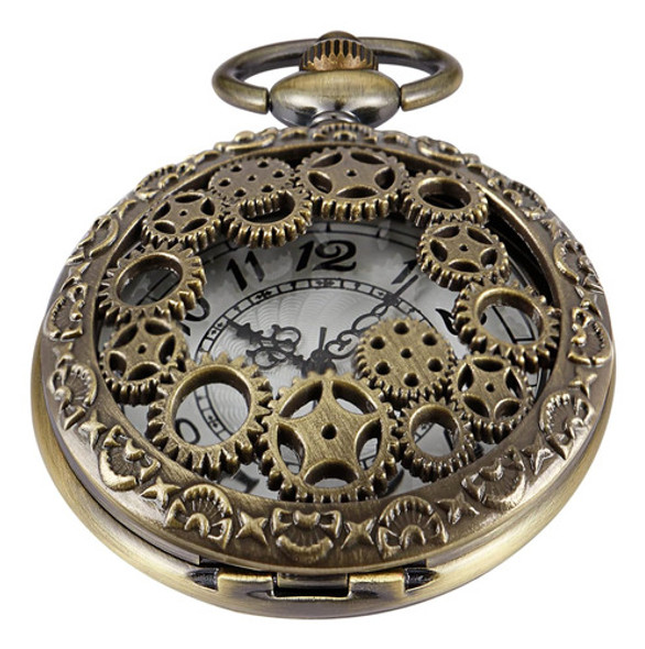Reloj De Bolsillo Cuarzo Vintage Con Cadena De Bronce, 5 Cm 0