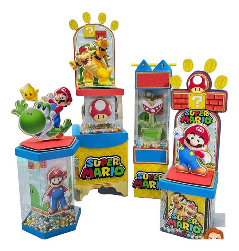 Kit Imprimible Super Mario Bros + Cajitas Vitrina + Regalos 0