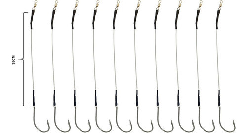 Lider Leader De Acero Con Anzuelo 8/0 Cable 60lbs X 10 Unid 1
