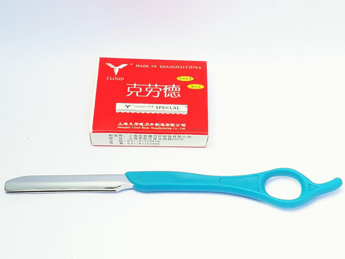 Navaja Símil Feather Con 10 Repuestos Peluquería Afeitar 0