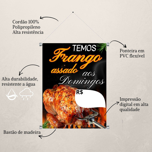 Banner Completo Frango Assado Lona 440g 80x60cm Completo 1
