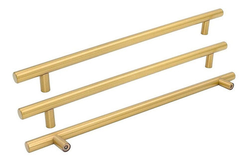 5 Tiradores De Metal Dorados Redondos 256 Mm Entre Tornillos 0