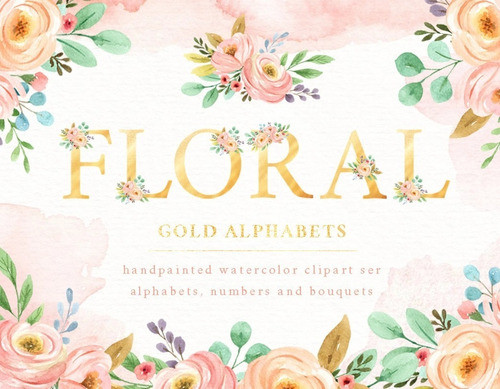 Kit Imagenes Png Cliparts Letras Doradas Flores Es28 0