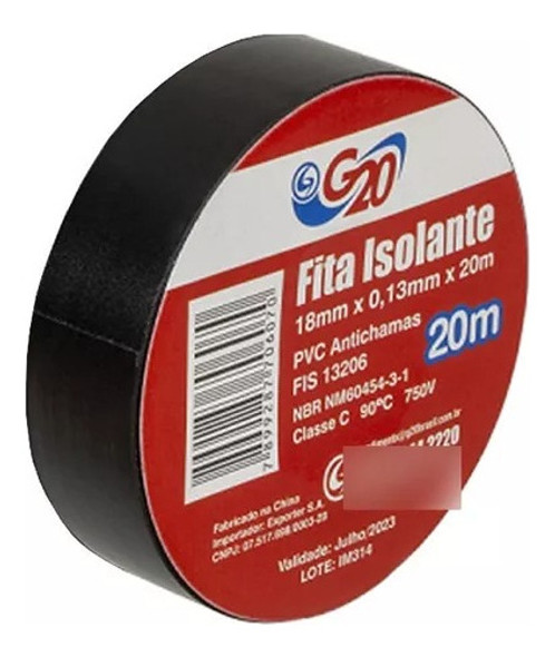 Kit 10 Fita Isolante 20 Metros Pvc Antichamas G20 1